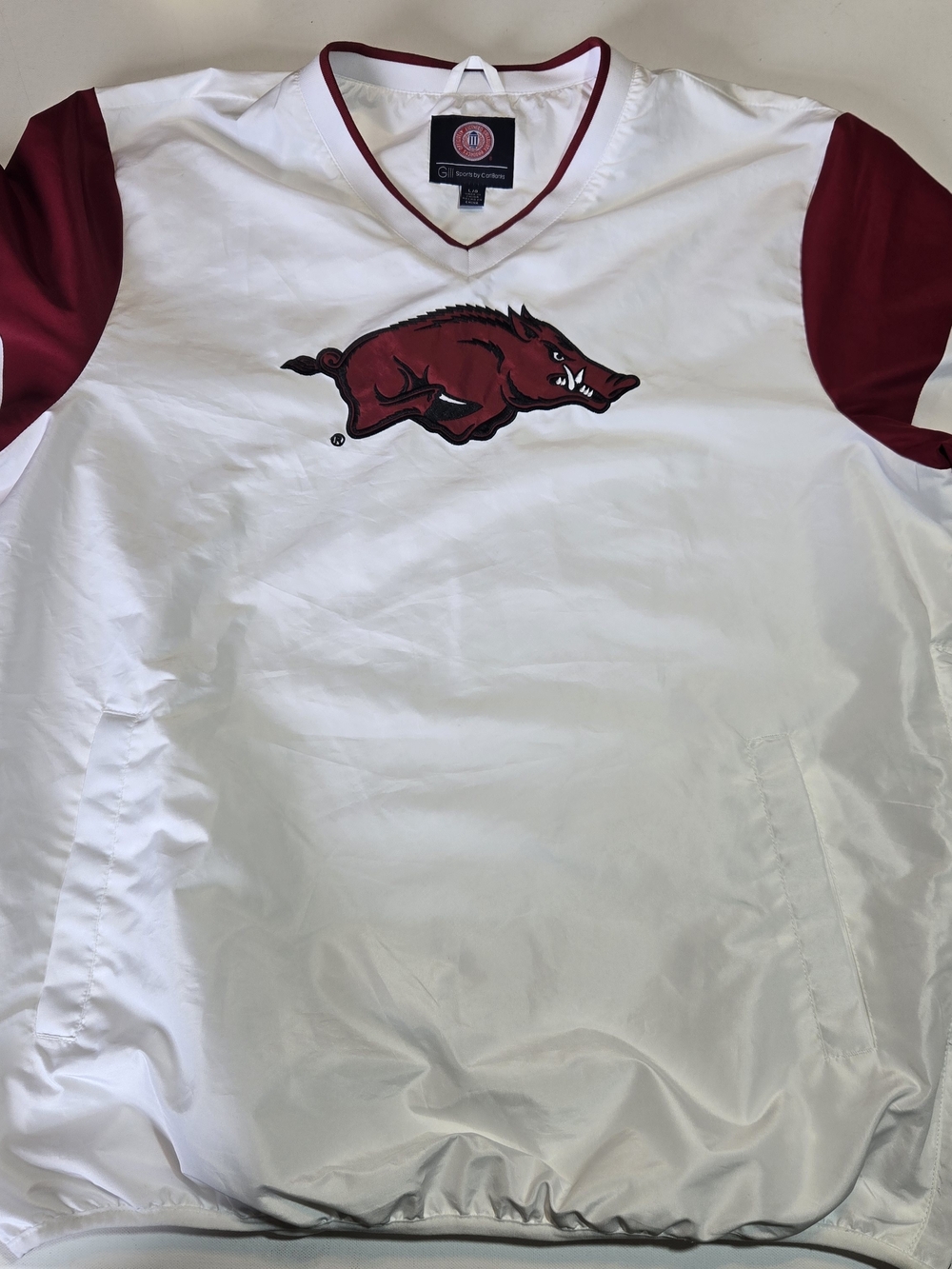 G-III Sports Arkansas Razorbacks V-Neck Windbreaker Pullover White Men's Size L